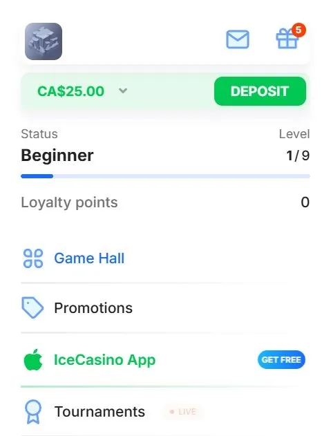 Ice Casino Bonus sans dépôt