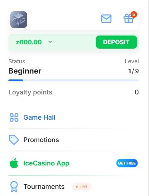 Ice Casino Bonus bez depozytu