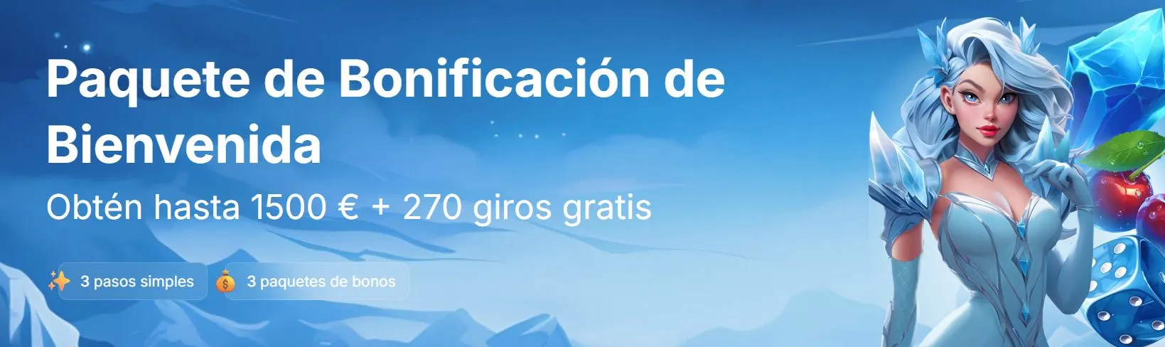 Consigue un bono de bienvenida de hasta 1500 € + 270 tiradas gratis