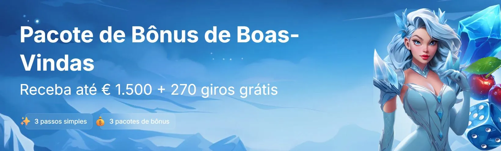 Receba um bônus de boas-vindas de até 1.500 euros + 270 rodadas grátis