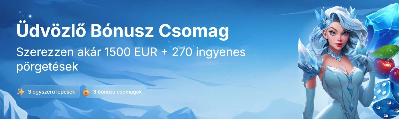 Kap egy üdvözlő bónusz akár 450,000 HUF + 270 ingyenes pörgetést